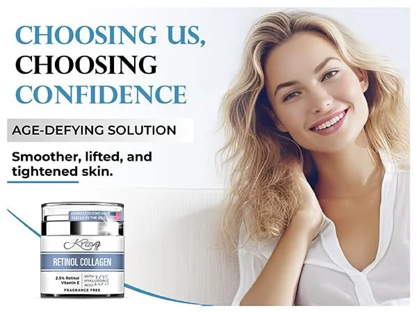 Retinol Cream for Face, Anti Aging Cream - Vitamin E, B5 & Hyaluronic Acid for Skin Care, Anti Wrinkle Face Cream with Col...
