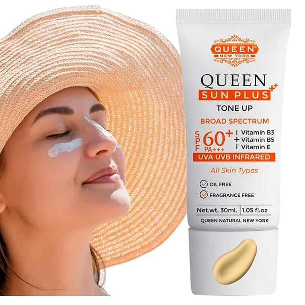 QUEEN SUN PLUS | TONE UP Sunscreen SPF 60 Primer-Anti Aging, Face Moisturizer- Vitamin B3, B5, E- Non-Greasy, Silky Touch,...
