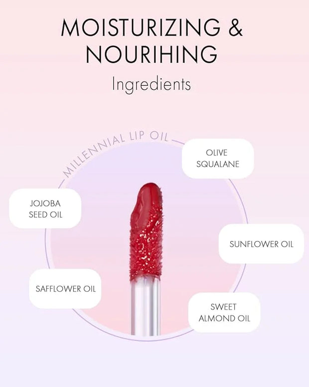 VIDIVICI Millennial Lip Oil #01 Luv Me Clear - Non-Sticky Dewy Gloss for Moisturized & Voluminous Lips - Overnight Lip Mas...