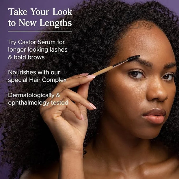 HERITAGE STORE Castor Serum and Castor Oil Roll On - Lash Serum for Fuller, Longer Looking Eyelashes w/Organic Castor Oil,...