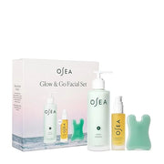 OSEA Glow & Go Facial Full Size Set - Includes Full Size Ocean Facial Cleanser (5oz), DayGlow Face Oil (1oz), Gua Sha Scul...