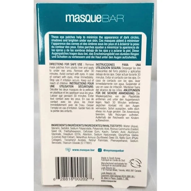 masque BAR Eye Mask Patches Dark Circle Reducer (5 Pairs) — Korean Under Eye Skin Care Treatment — Diminishes the Appearan...