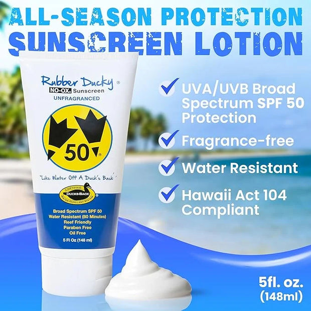Rubber Ducky | Vitamin E Sunscreen with SPF 50, Water-Resistant Sunscreen for Face and Body | Broad Spectrum Lotion, Oil-F...