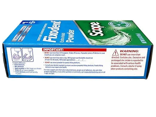 Fixodent Denture Adhesive Powder, Extra Strong, Plus Scope, Strong, Long Hold Powder, Airtight Seal, 1.6 OZ, Pack of 3 - P...