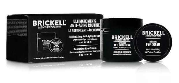 Brickell Men's Ultimate Anti-Aging Routine, Anti-Wrinkle, Night Face Cream and Eye Cream to Reduce Puffiness, Wrinkles, Da...