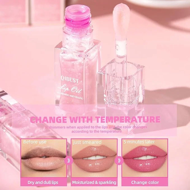 2Pcs Magic Color Changing Moisturizing Lip Glow Oil Plumping Glimmer Glow Lipstick, Hydrating Lip Gloss Lip Balm Transpare...