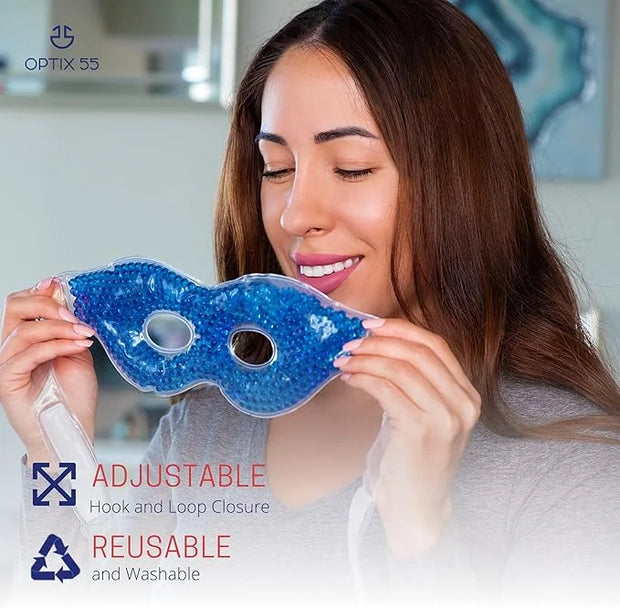 Gel Eye Mask - Hot Cold Compress Eye Therapy Pack | Cooling Mask for Puffy Eyes, Headaches, Dark Circles | Reusable | Ergo...