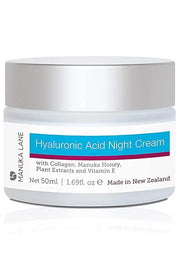 Hyaluronic Acid Night Cream for Face and Neck with Collagen, Manuka Honey, Plant Extracts & Vitamin E | Plant Based Formul...