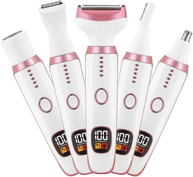Electric Razors for Women, Bikini Trimmer for Women 5 in 1 Body Shaver for Nose Hair Face Eyebrow Arms Legs Armpit Underar...