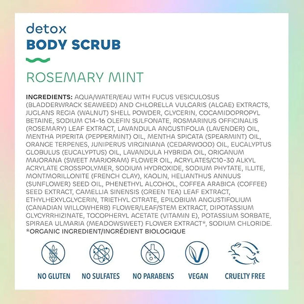 Seaweed Bath Co. Detox Body Scrub, Rosemary Mint Scent, 6 Ounce, Sustainably Harvested Seaweed, French Sea Clay, Coffee Ex...