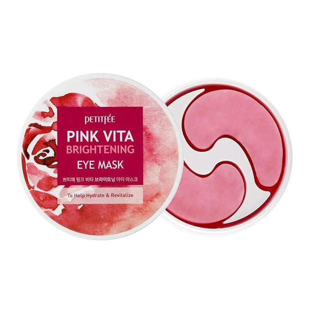Pink Vita Brightening Eye Mask 60 Pieces (30pairs) - Rose and Vitamin B Eye Patch, Soft Bamboo Sheet Mask, Evens Skin Tone...