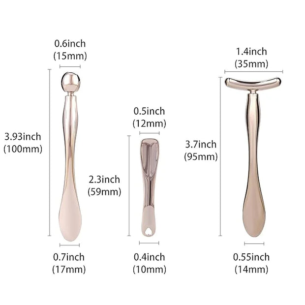 3Pcs Metal Eye and Face Cream Applicator Stick Cosmetics Spoon Spatula, Massager Tool for Facial Massage, Reduce Puffiness...