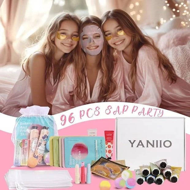 84 Piece Girls Spa Party Supplies Set, Face Masks, Hand Creams, Eye Patches, Bath Bombs, Lip Balms, 12 Person Kit - Produc...