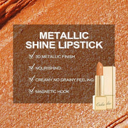 Oulac Pumpkin Color Lipstick with Metallic 3D Shine Hydrating Formula, High Impact Lip Color, Vegan Beauty, Full Coverage ...