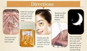 24K Gold Eye Patches Collagen Anti-Wrinkle Anti-Aging Beauty & Personal Care Dark Circles & Puffiness Brightener Rejuvenat...