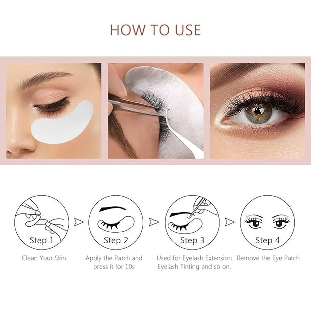 AHIER Eyepads Eyelash Extensions Lint Free, 100 Pairs Set Eye Pads for Lash Extensions, Hydrogel Eye Patch DIY False Eyela...