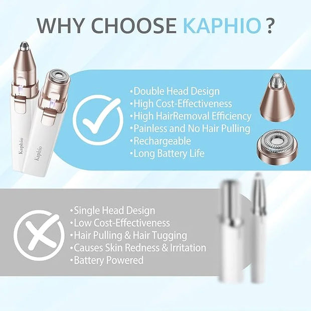 Facial Hair Removal for Women: 2 in 1 Electric Hair Removal Device for Chin Upper Lip Peach Fuzz & Rechargeable Eyebrow Tr...