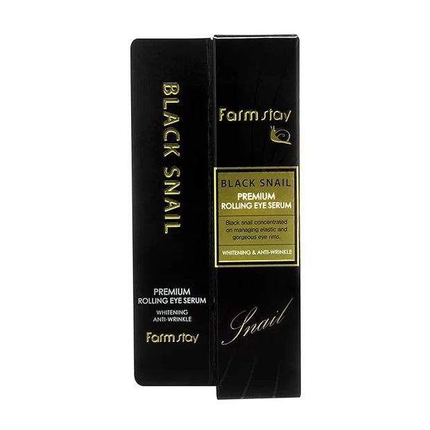 Farmstay Black Snail Premium Rolling Eye Serum - Eye Serum for Dark Circles and Puffiness - Snail Mucin for Improved Colla...