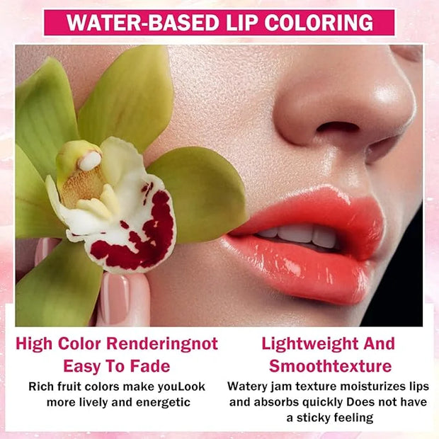 7 Colors Korean Lip Tint Stain Set Long-lasting Waterproof Velvet Lip Tint Moisturizing Lip Gloss Set，Multi-Use Lip and Ch...