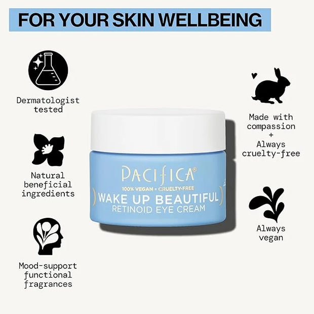 Pacifica Wake Up Beautiful Retinoid Eye Cream – Anti-Aging Under Eye Cream for Fine Lines & Wrinkles, Infused w/ Retinoid,...
