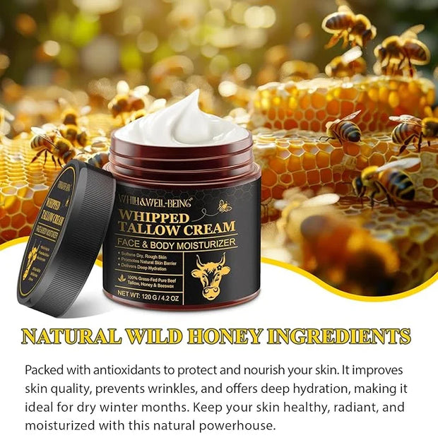 WHLH & WELL-BEING Beef Tallow for Skin, Beef Tallow and Honey Balm, Moisturizer for Face & Body Skin Care(1Pack) - Product...