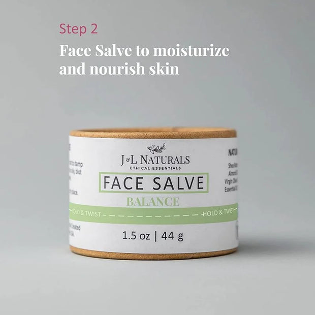 J&L Naturals Simple Skin Regimen Kit With Cleansing Bar, Face Salve, Konjac Sponge, Lip Balm | For Oily, Dry, Mature, and ...