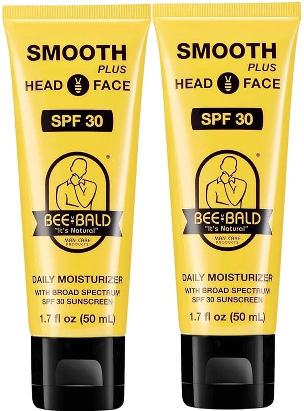 Bee Bald SMOOTH PLUS Head & Face Moisturizer with SPF 30 Sunscreen Lotion Protecting Skin From Harmful UVA/UVB Rays While ...