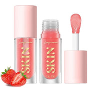 Big Brush Head Lip Glow Oil Plumping Tint, Tinted Lip Balm Transparent Lip Care, Moisturizing Non-sticky Fresh Shiny Textu...