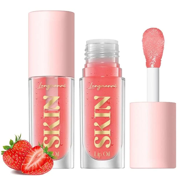 Big Brush Head Lip Glow Oil Plumping Tint, Tinted Lip Balm Transparent Lip Care, Moisturizing Non-sticky Fresh Shiny Textu...
