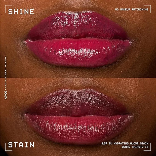 NYX PROFESSIONAL MAKEUP Lip IV Hydrating Glossy Lip Stain with 12HR Hydration - Berry Thirsty (Red) - Product Image