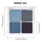 Kaely Powder Eyeshadow Quad, Blue Taupe Matte Glitter Eyeshadow Palette Makeup, Neutral Eye Shadow Palette for Older Women...
