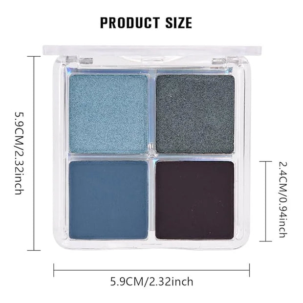 Kaely Powder Eyeshadow Quad, Blue Taupe Matte Glitter Eyeshadow Palette Makeup, Neutral Eye Shadow Palette for Older Women...