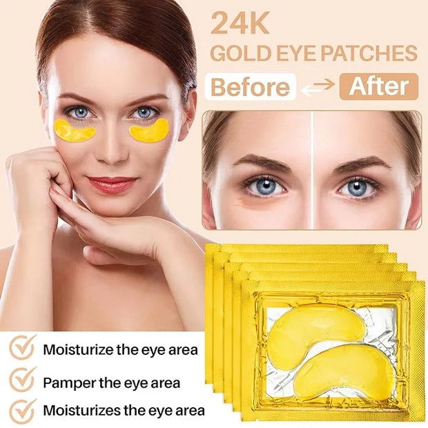 Gold Under Eye Patches - 30 Pairs Golden Glow Under Eye Patches for Dark Circles,Gold Moisturizing Eye Skin Mask for Women...