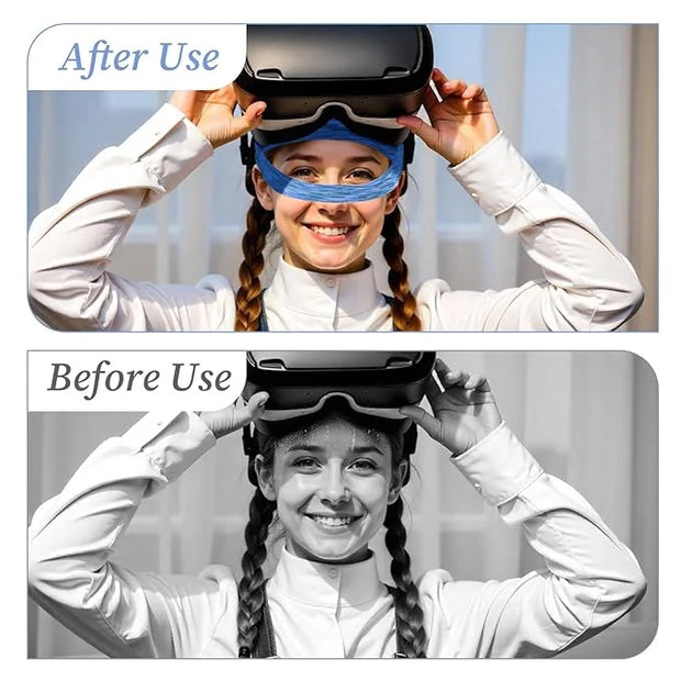 2Pcs VR Face Mask, Adjustable VR Sweat Band Breathable Eye Face Cover for Most VR Devices (Black/Blue) - Product Image