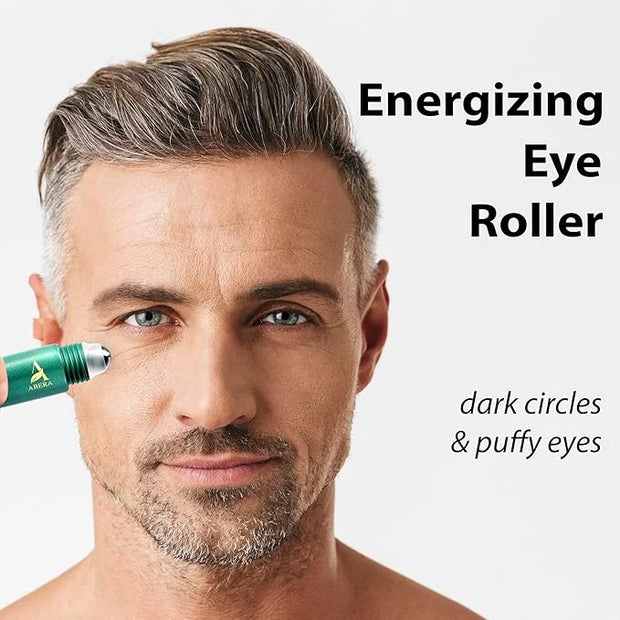 Abera Eye Roller Serum with Mint Essence for Men, Vitamin C and Peptides - Energizing Serum for Dark Circles and Puffiness...