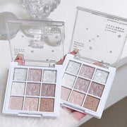 Pink White Glitter Shimmer Sparkle Eye Shadow Palette, Warm Pastel 9 Colors Sparkle eyeshadow Palette Makeup,Colorful Long...