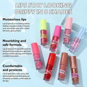 Lip Gloss Oil Set-2 Colors Hydrating Tinted Lipgloss Lip Glow Oil,Non-sticky Shiny and Vegan Lip Glaze, Glitter Crystal Je...