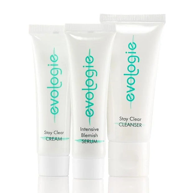 Evologie Stay Clear Starter Kit - Includes Stay Clear Cleanser, Intensive Serum, and Stay Clear Cream Moisturize - Skin Ca...