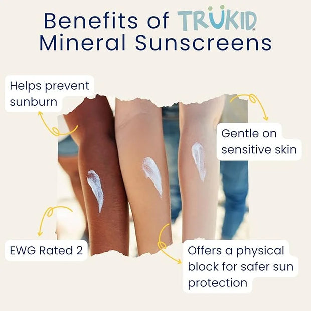TruKid Sport SPF30 Face Sunscreen Unscented 3.4oz Baby Sunscreen, Natural Ingredients Kids Sunscreen, Reef-Friendly Travel...