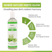 Natural Aloe Vera Gel for Hair, Scalp, Face, Dry Skin, Sunburn, & Sensitive Skin - Cold Pressed, Vegan, Unscented - Soothi...