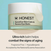 Honest Beauty Sensitive Skin Calm + Renew Eye Balm | Moisturizing + Firming | Hypoallergenic, Fragrance Free, Vegan | 0.5 ...