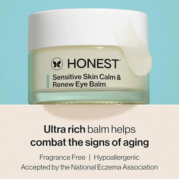 Honest Beauty Sensitive Skin Calm + Renew Eye Balm | Moisturizing + Firming | Hypoallergenic, Fragrance Free, Vegan | 0.5 ...