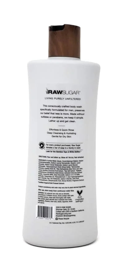 RAW SUGAR Men's Body Wash 25 fl oz (Pack of 1) (Black Coconut + Sea Salt) - Product Image