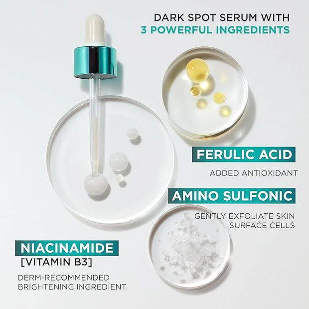 L’Oréal Paris Bright Reveal 12% [Niacinamide + Amino Sulfonic + Ferulic] Dark Spot Serum 1oz + Moisturizer Sample - Produc...