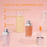 2PCS Hydrating Lip Glow Oil, Plumping Lip Gloss, Clear to Pink Lip Oil Gloss, Transparent Moisturizing Lip Balm, Natural L...
