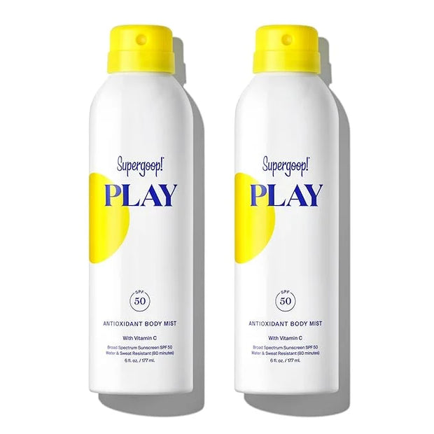 Supergoop! PLAY SPF 50 Antioxidant Body Mist w/Vitamin C, 6 fl oz - 2 Pack - Broad Spectrum Sunscreen Spray - Clean Ingred...