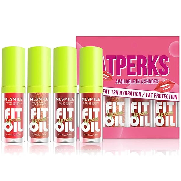 4 Colors Lip Oil Lip Glaze, Soft Brush Head Hydrating Lip Glow Oil,Shiny Transparent Lip Gloss Plumping,Long Lasting Nouri...