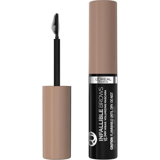 L'Oreal Paris Infallible Volumizing 24H Wear Brow Mascara, Long Lasting Eyebrow Makeup for 2X Fuller Eyebrows, 8.0 Light B...