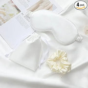 Silk Satin Sleeping Eye Mask, White Sleep Eye Night Blindfold for Women and Men, Soft Breathable Blackout Eyeshade Eye Cov...