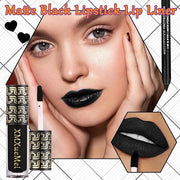 Black Velvet Matte Liquid Lipstick and Lip Liner Set - Smudge-proof, Long-lasting, Waterproof Black Lip Gloss Stain and Li...